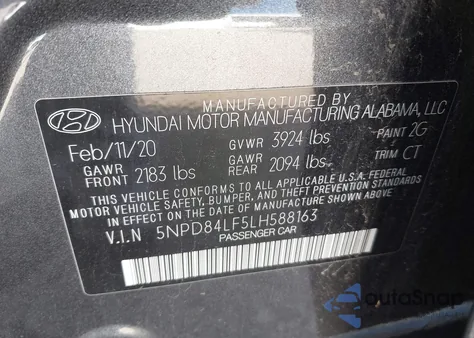2020 Hyundai Elantra Sel/Value/Limited из США, поврежденный, VIN 5NPD84LF5LH588163